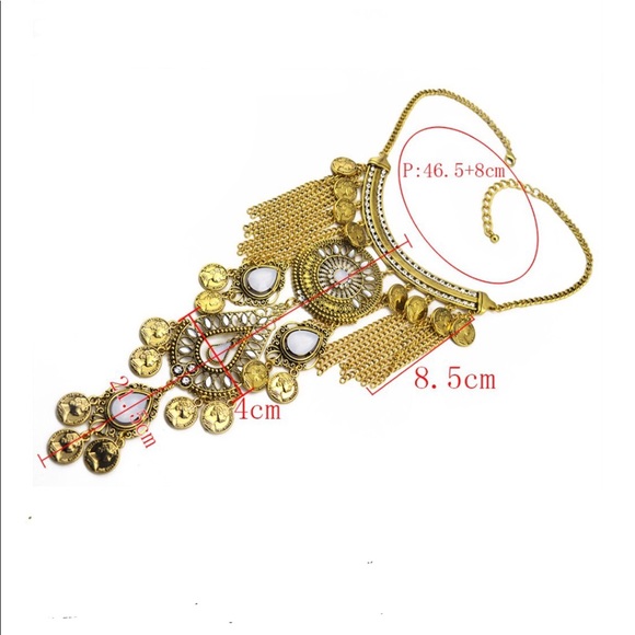 🎉Boho Vintage Gold Bead Coin Tassel Necklace🎉 - Picture 4 of 5